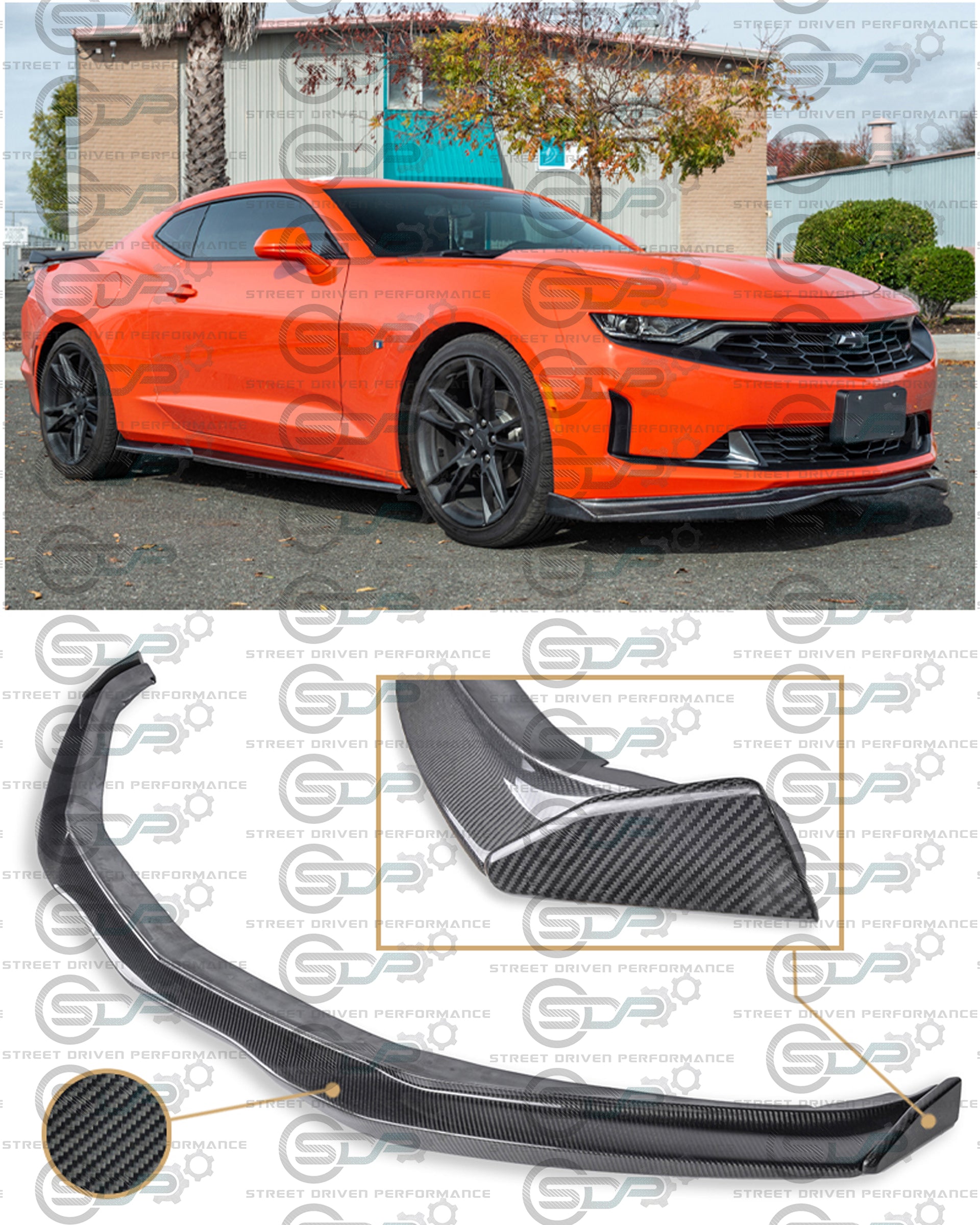 2019+ 6th Gen Camaro - "T6 Performance Package" Carbon Fiber Front Splitter / Lip with Side Extensions Ground Effects - for all SS / LT / LS / RS models